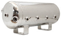 9 Gal 8 ports Stainless Steel Air Tank (4) 1/2" end ports (2) 1/4" Aux Ports (1) 3/8" (1) 1/4 inch drain 8.4" Tall 29" Long