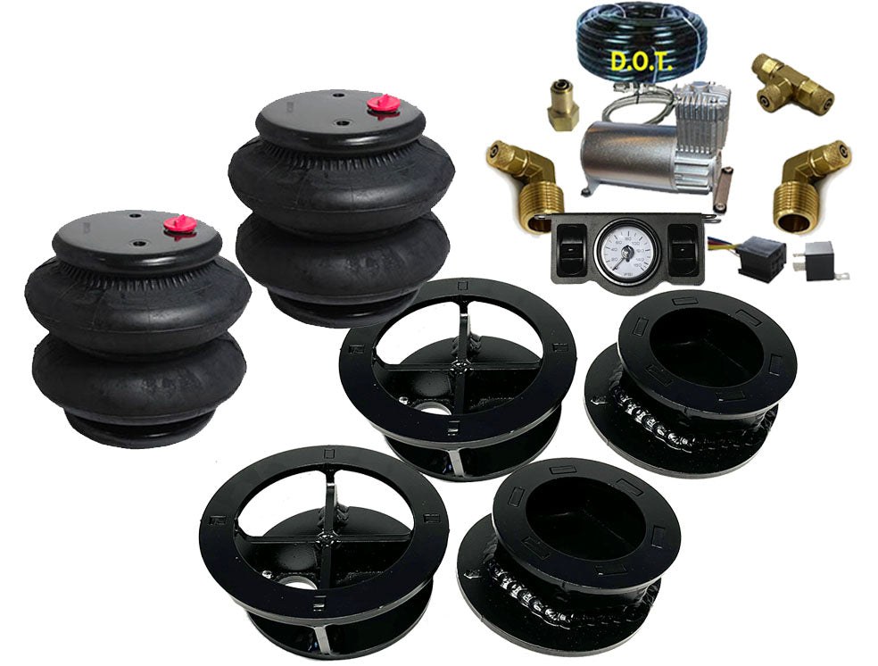 Dodge 2009-2020 RAM 1500 Rear Air Ride Kit Under Frame REPLACES COIL SPRING 2.5 FR bracket top 2.00 Cup Bottom