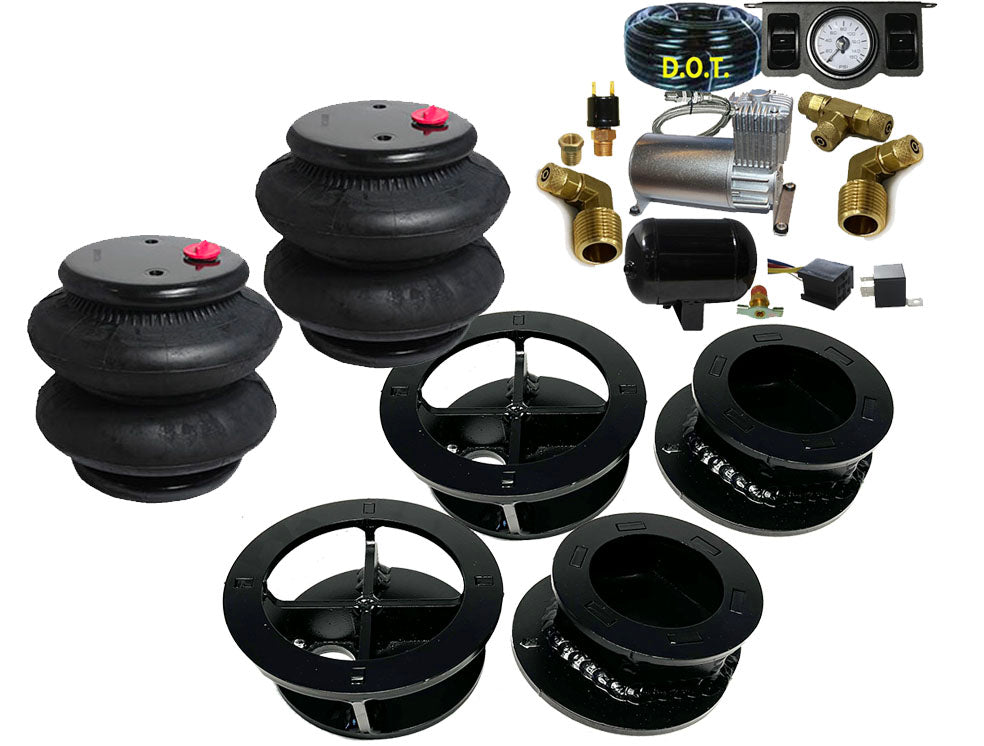 Dodge 2009-2020 RAM 1500 Rear Air Ride Kit Under Frame REPLACES COIL SPRING 2.5 FR bracket top 2.00 Cup Bottom