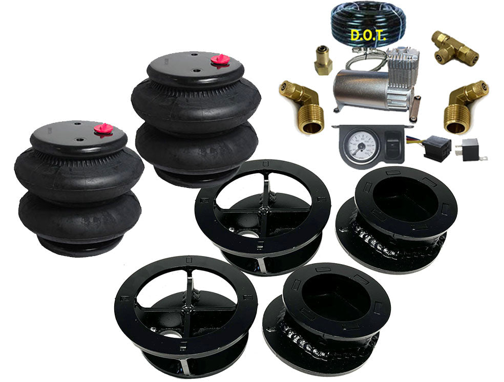 Dodge 2009-2020 RAM 1500 Rear Air Ride Kit Under Frame REPLACES COIL SPRING 2.5 FR bracket top 2.00 Cup Bottom