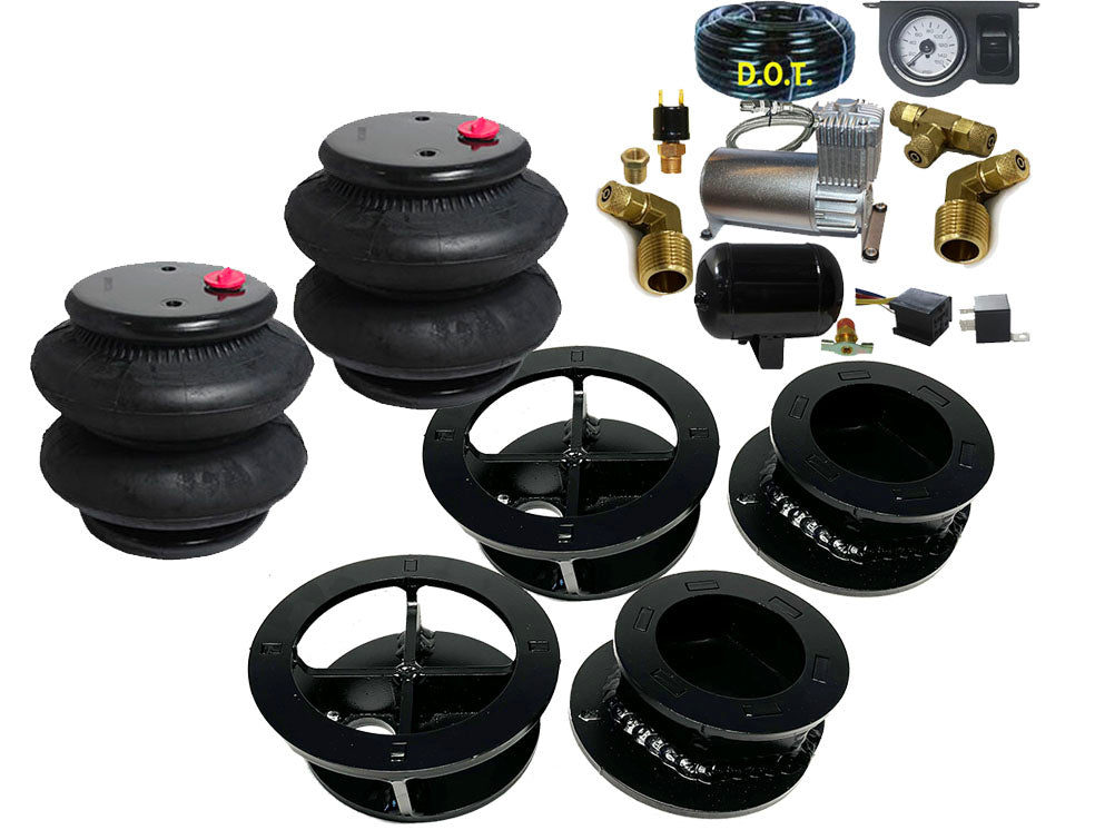 Dodge 2009-2020 RAM 1500 Rear Air Ride Kit Under Frame REPLACES COIL SPRING 2.5 FR bracket top 2.00 Cup Bottom