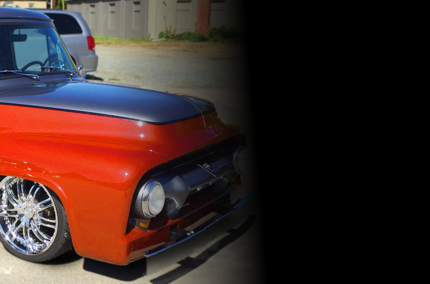 Red truck with air bag suspension kits to help for a smoother ride