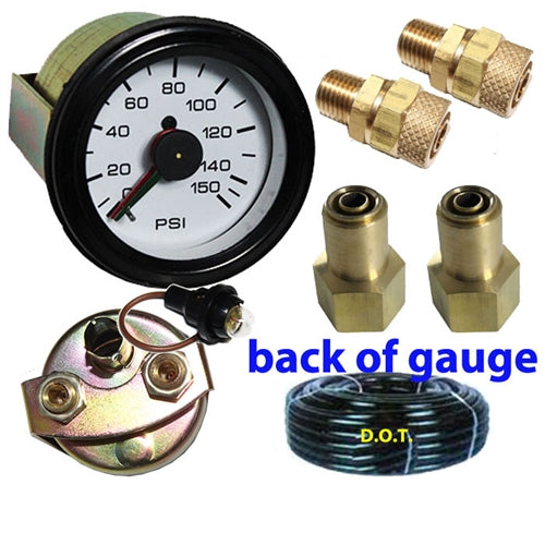 Air Pressure 150psi Gauge 2-Needles. With Fittings and 1/4 Hose