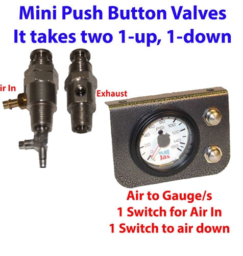Pneumatic Push-Button Miniature slow valves Gauge Panel Black Face unless white specified