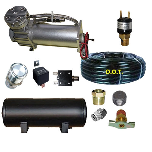 DC480 1/3hp Compressor 15' airhose 3 gal tank Pres-Switch,Switch,Circuit Breakr 1 1/4"plug,Drain,Reducer,Connector