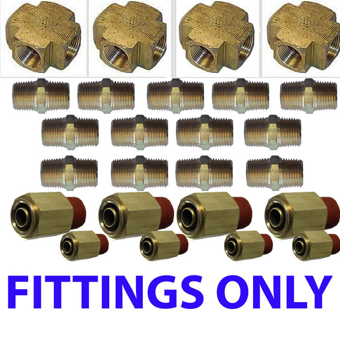 Fitting Kit, 3 Gal Tank, Drain, Plug, Bag Fittings, & gauge Fittings 1/4 & 3/8" Airlines