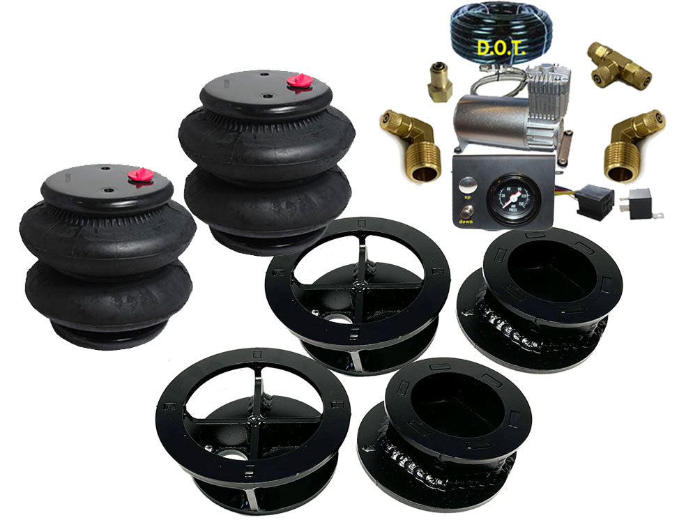 Dodge 2009-2020 RAM 1500 Rear Air Ride Kit Under Frame REPLACES COIL SPRING 2.5 FR bracket top 2.00 Cup Bottom