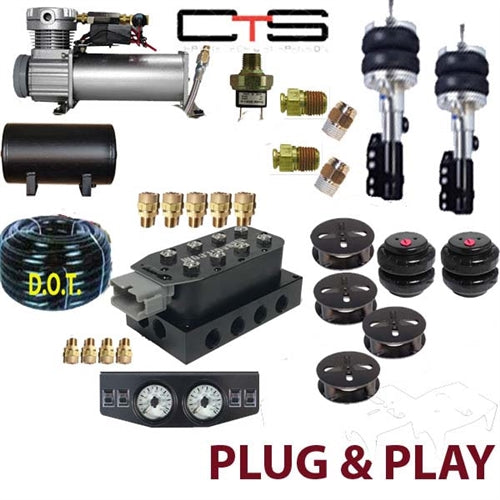 Plug & Play Components, just plug in 2008-2011 Mercedes C300 F=STRUT CUSTOM R=BAG/BRK With 1/3hp small Compressor