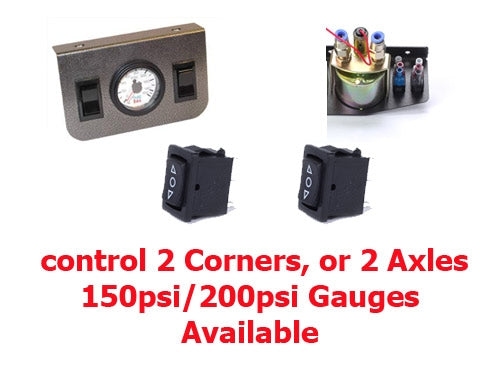Dual Air Pressure 150psi Gauge 2 Electronic Switch control 2 axles or corners