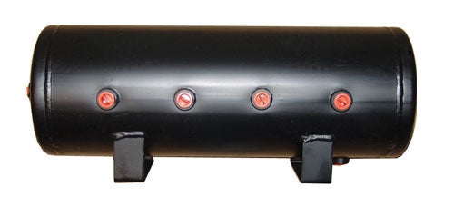 AT-090811 9 Gl  8 port Steel 4 1/2" end port 2 1/4" and 1 3/8 on side , 1/4 inch drain on lower part same side.