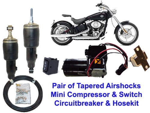 Motorcycle Kit 2008 UP Rocker Softail Kit  Airshocks Compressor Switch Circuit Breaker Hosekit.