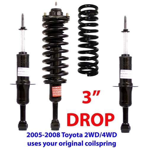 PAIR FRONT 3" DROP Struts 171371 2005-2015 Toyota Tacoma 6 LUG Prerunner & 4WD *USE YOUR COILS