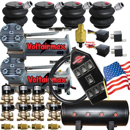 Z08 AirMaxxx380 DualCompressor 3/8 Valves 4-2600 Bags14 Sw-box 8port tank pswit 8-Port Tank Airhose Bag Fittings