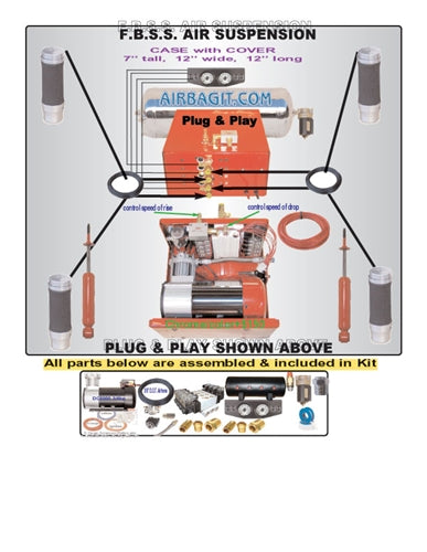 Volkswagen BEETLE 1970-1977 Plug and Play FBSS Complete Air Suspension Kits