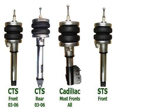 1985-1988 Cadillac Deville fwd  Fleetwood fwd Front Air Suspension ride kit. AIRBAGIT Airlift or Ridetech? F=STRUT  FRONT AXLE