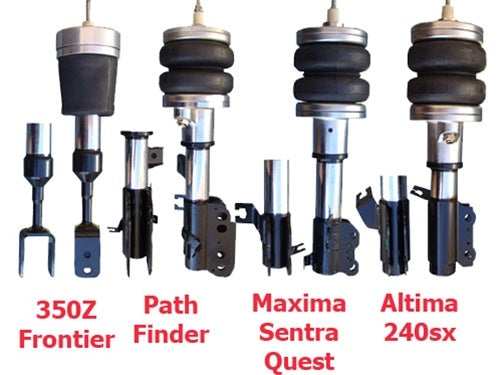 1985-1988 Nissan Maxima Front Air Suspension ride kit. AIRBAGIT Airlift or Ridetech? F=STRUT  FRONT AXLE