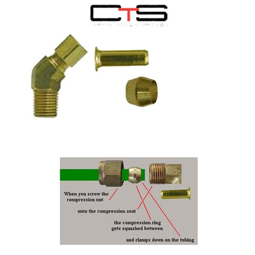 COMPRESSION Elbow Male 45 Degree 3/8" Tube x3/8" NPT - Air Fittings