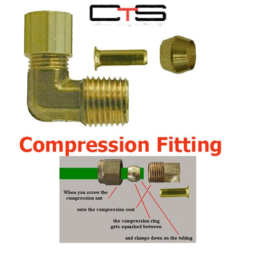 Elbow Compression 1/4" Tube to 1/2" NPT Male - Air Fittings