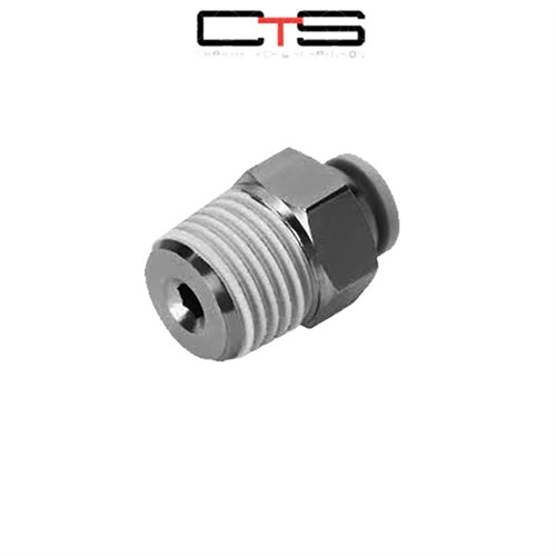 PUSHTUBE Connector Straight 1/2" Tube to 1/2" NPT Male - Air Fittings