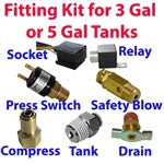 XFITXXX   3/8" Train Horn Fitting Kit (Drain Valve, Pressure Switch, Relay, Tank to Horn, Safery Valve Spare