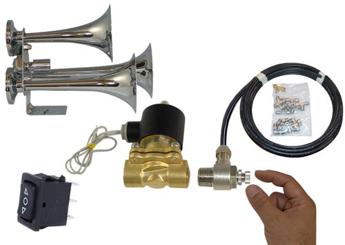 This is a 200 Decibel Train Horn UPGRADEchanging out the small 1/4" Valve to 1/2" and includes an adjustable airflow controller.  Horn not included